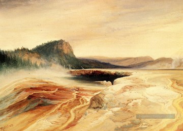 Géant Bleu Printemps Yellowstone Rocheuses école Thomas Moran Peinture à l'huile